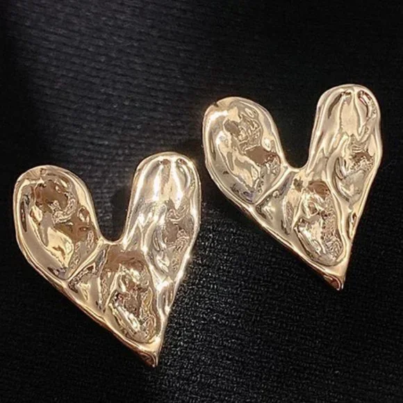 Anthropologie "Lila" Gold Heart Earrings - Picture 3 of 4